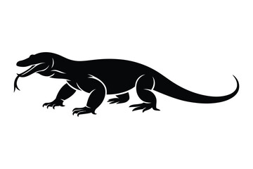 Fototapeta premium Powerful Komodo Dragon Lizard Silhouette Vector Illustration
