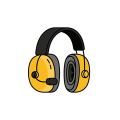 Naklejka premium Illustrated Yellow Aviation Headset Design Representing Communication And Sound Technology Solutions