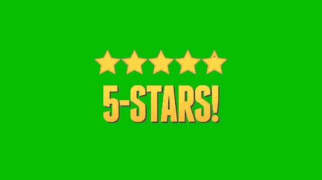 5 star rating animation on gree background