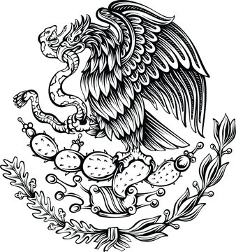 Mexican Coat of Arms Eagle and Snake Illustration