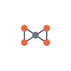 Fototapeta premium Molecule structure with gray center and red atoms connected by lines chemical bond illustration