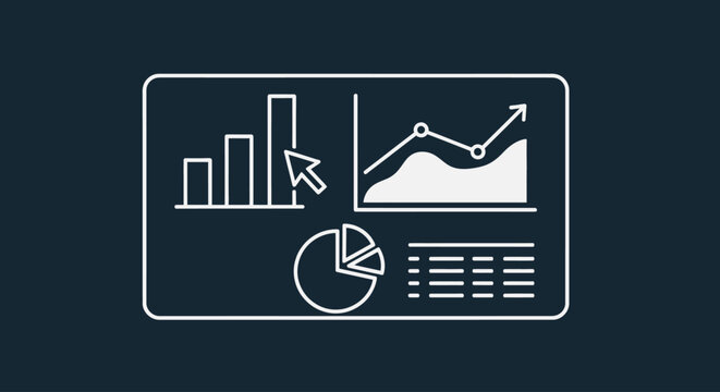 Business data analysis on screen display.