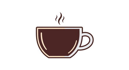 Obraz premium Minimalist Illustration of a Coffee Cup with Steam on a Clean White Background