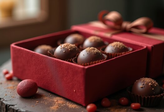 Luxurious Belgian Chocolate Gift Box Wrapped in Plush Velvet with a Tantalizing Selection of Fine Confections