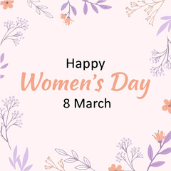 Happy Women&rsquo;s Day 8 March Minimal Floral Greeting Card Elegant Pastel Design