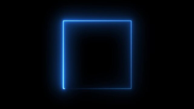 Glowing neon square frame animation. luminous banner animation. blue color neon box icon. rectangle frame icon animation glowing neon pink and blue color bordar frame display box round shape retro 