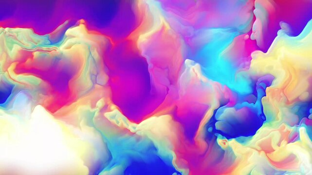 Fluids mixing, swirling abstract seamless loop. Fantasy watercolor background. Digital animation.