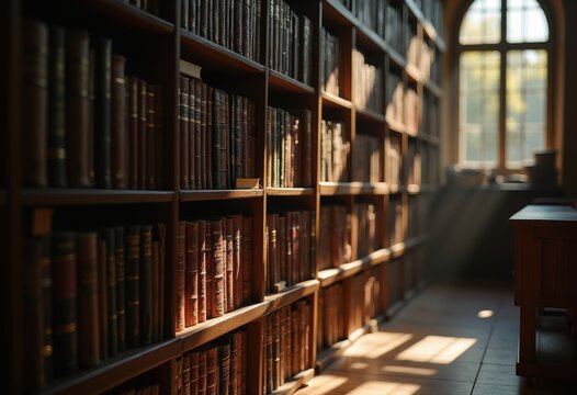Richly Layered Theological Seminary Classroom Filled with Insightful Books and Diverse Texts for Deep Religious Studies