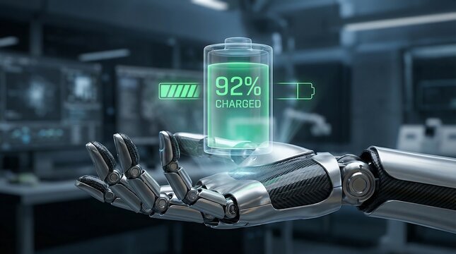 Robot Hand with Holographic Battery - Power Storage AI