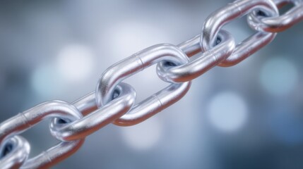 Metal chain links form unbroken sequence