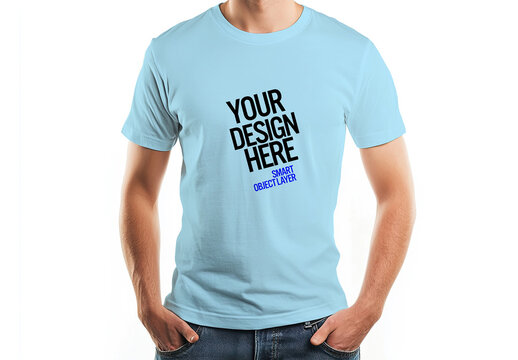 Mock up of a men wearing a white Tshirt 