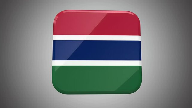 Rounded rectangular shape with national flag colors, shiny, studio lighting
