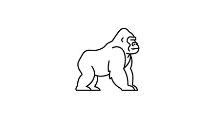 Obraz premium Minimalist Gorilla Icon - Simple Line Art of a Silverback Ape
