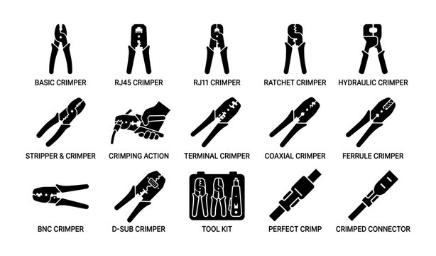 Various crimper tools for electrical wiring and connectors