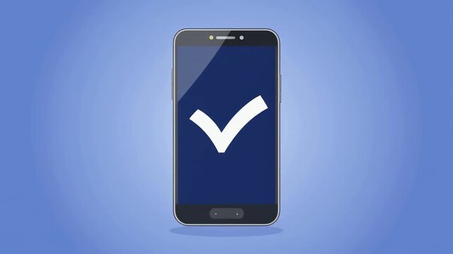 Modern flat animation of smartphone showing generic payment confirmation checkmark, smooth pop-up motion, soft blue gradient background, seamless loop, 4K, no text, no logo