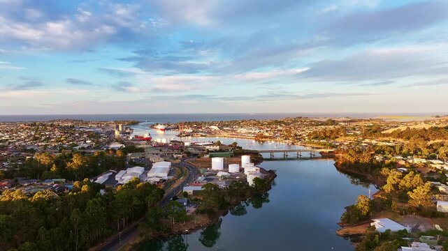 Aerial footage of Devonport Tasmania Australia