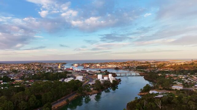 Aerial footage of Devonport Tasmania Australia