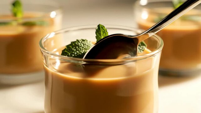 Close up of refreshing beverages with mint garnish for culinary and editorial use