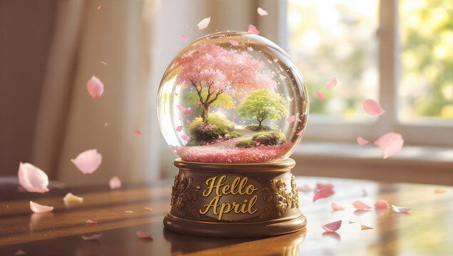 Hello April Cherry Blossom Globe Spring Petals