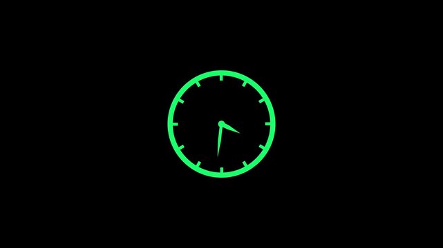 Green Digital Clock Animation on Black - Time Passing Concept