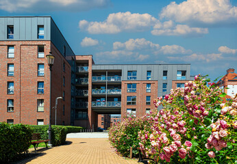 New houses construction in Gdansk, Poland. Residential house development