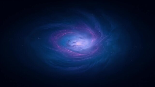 A visually stunning cosmic vortex, swirling with radiant purple and blue nebulous clouds
