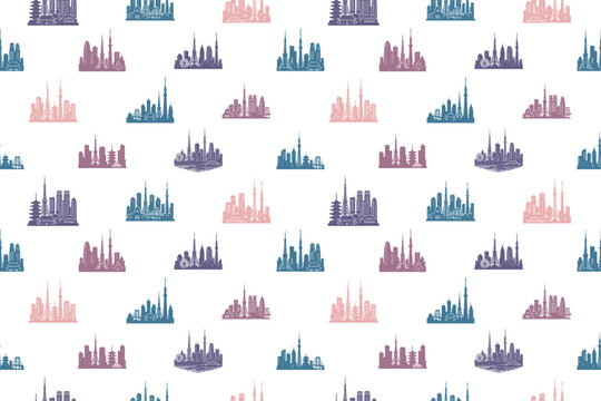 Tokyo skyline seamless pattern design