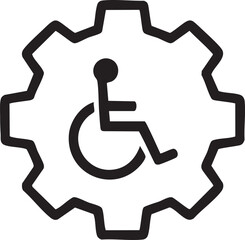 Gear with Person in Wheelchair Symbol for Accessibility and Inclusion
