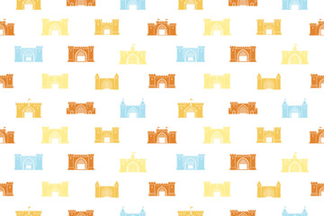 Naklejka premium Medieval wall gate seamless pattern design