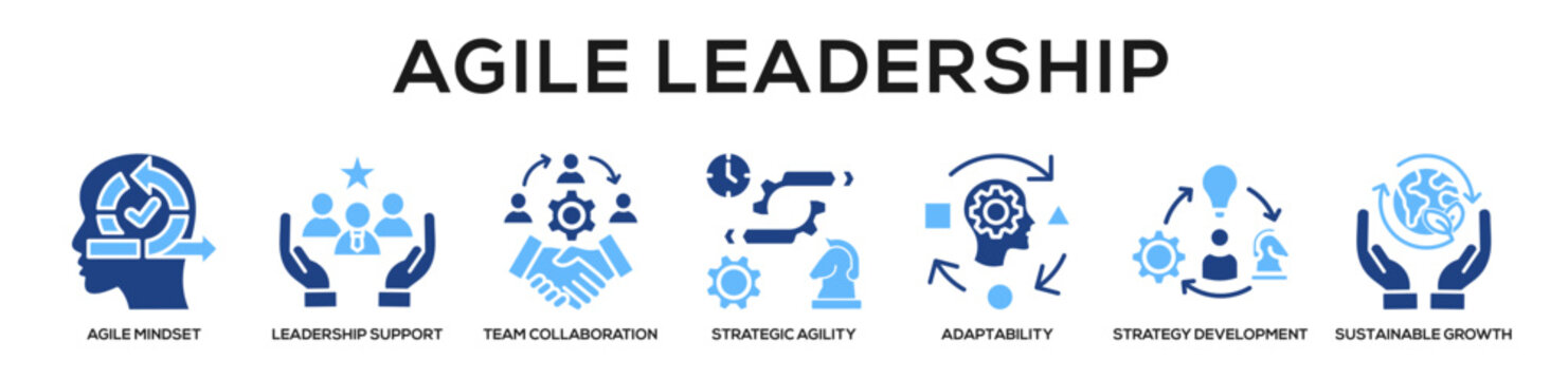 Glyphcolor - Agile Leadership web banner icon vector illustration concept