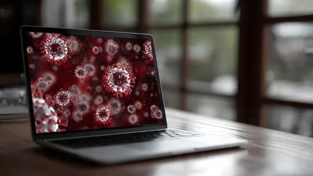 Laptop Screen with COVID-19 Coronavirus Display