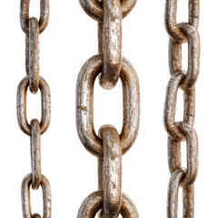 Obraz premium Rust Chains: Close-up of heavy, textured iron chains, exuding strength and industrial appeal. A detailed representation of interconnected links, emphasizing the essence of structure and connection.