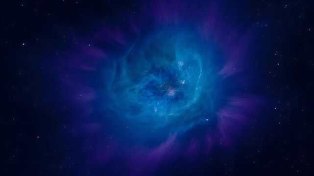 Magnificent galactic cosmic explosion of blue and purple energy in deep space