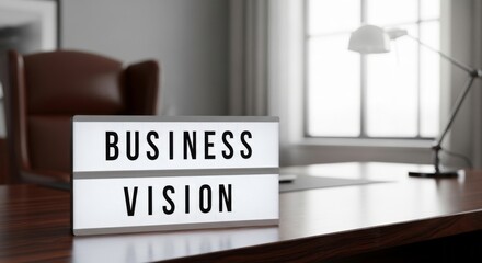 Fototapeta premium Business Vision Concept with Lightbox on Wooden Desk in Office
