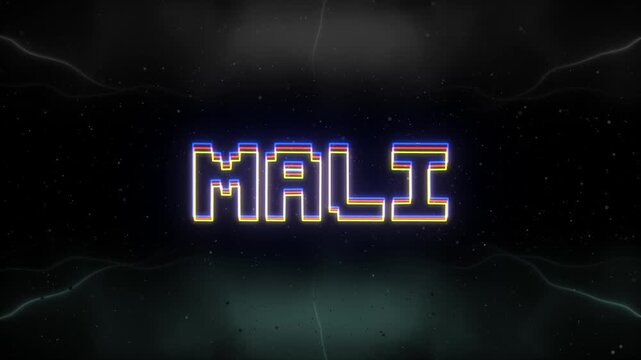 Mali Neon text with retro background