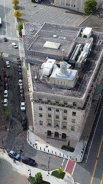 Aerial view of Worcester Massachusetts - American city skyline 