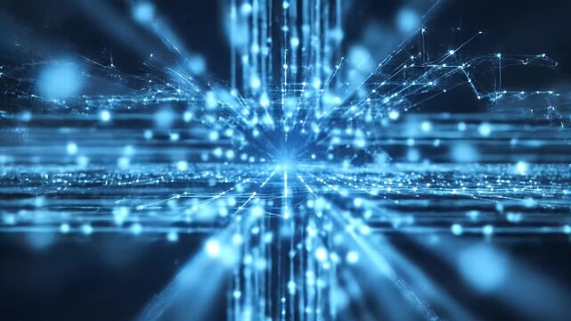 Abstract neural network with glowing blue nodes and connections