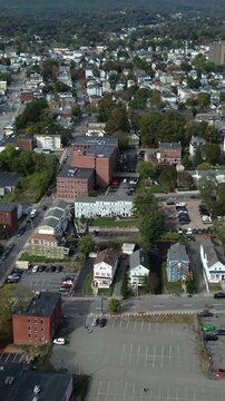 Aerial view of Worcester Massachusetts - American city skyline 