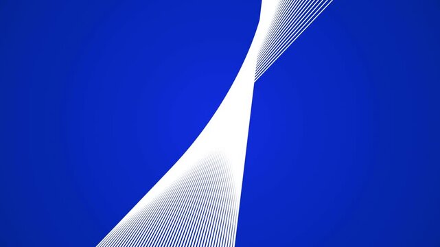Abstract blue background with dynamic white parallel lines creating a sense of movement and digital flow.