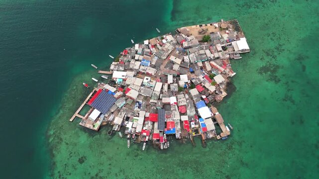Aerial view of Santa Cruz del Islote island in Colombia