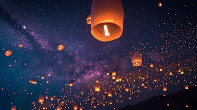 Night Sky Lantern Festival Celebration