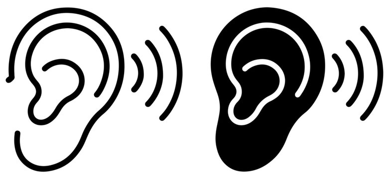 ear listening sound icon outline filled