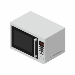 Isometric Realistic Microwave Oven Appliance for Food Cooking Kitchen Equipment