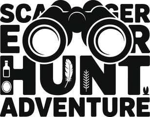 Scavenger hunt adventure text typography binoculars feather bottle © fay009