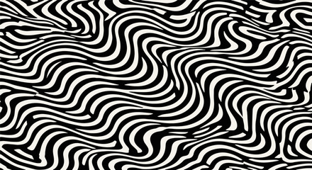 Abstract Black and White Wavy Stripes Optical Illusion Pattern Vector