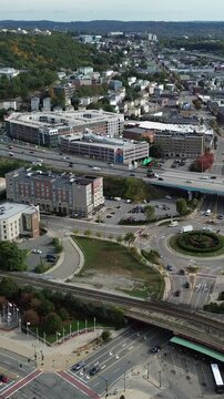 Aerial view of Worcester Massachusetts - American city skyline 