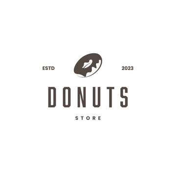 donut store logo, brown donut icon with estd 2023