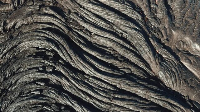 Tholeiitic basalt Pāhoehoe Lava flows (Kau Basalt) from Earth's largest active volcano Mauna Loa (Shield volcano). Mauna Loa Observatory Road, The Big Island (Hawaiʻi Island).