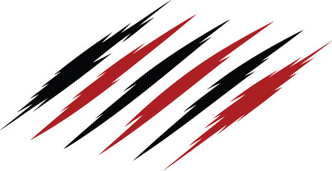 Obraz premium Red and Black Diagonal Claw Scratch Marks Vector