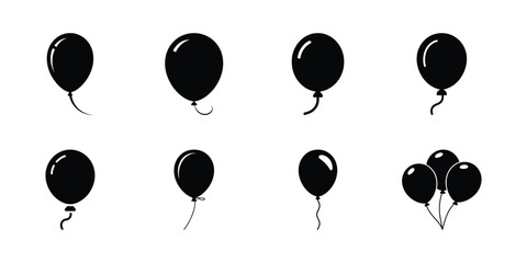 Black balloon icons set on white background © MdTaz